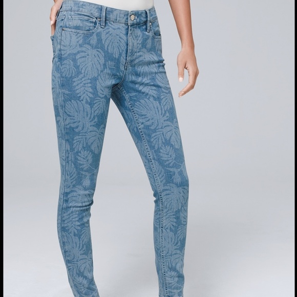 Palm Leaf Laser Printed Skinny Jean - Picture 3 of 6